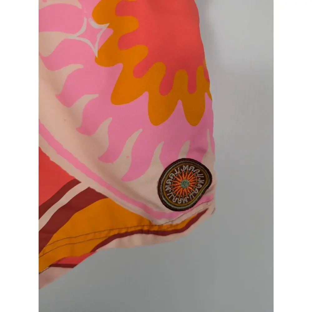 Maaji Sailor Sporty Shorts Swizzle Blossom Swim Trunks Pink Orange M NWT